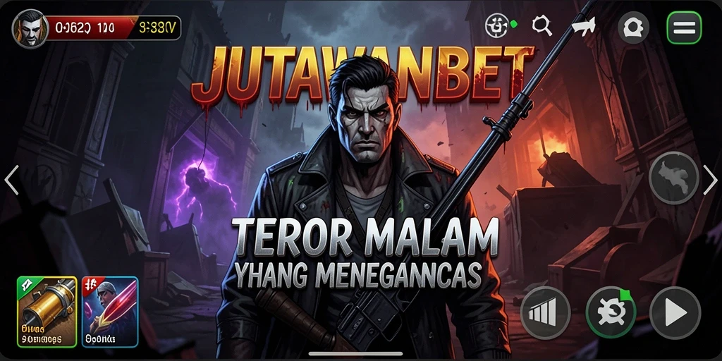 Screenshot gameplay JUTAWANBET menunjukkan momen menegangkan dalam suasana horor.
