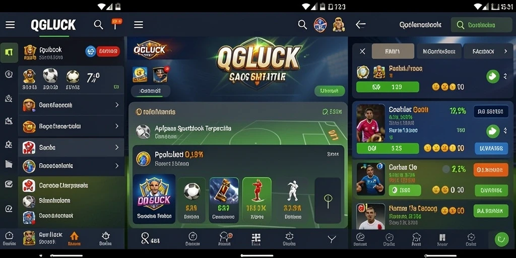 Tampilan gameplay QGLUCK dengan taruhan olahraga yang seru.